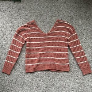Pink Rose medium pink and white striped knit sweater